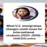 International students preparing for study in the USA amid U.S. immigration policy changes in 2025–2026 — including student visa updates and birthright citizenship debate, featured by SAMEDUG