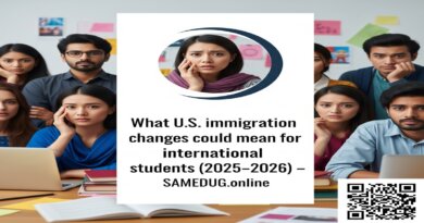 International students preparing for study in the USA amid U.S. immigration policy changes in 2025–2026 — including student visa updates and birthright citizenship debate, featured by SAMEDUG